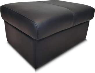 Black Real Leather Stool with Storage