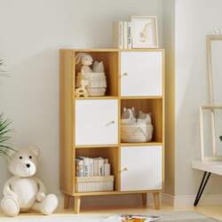 Bookcase with 6 Compartments, 3 Open