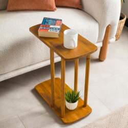 C Shape Solid Wood Side Table