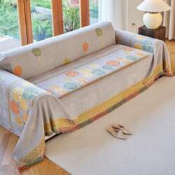 Chenille Sofa Throw Blanket with Tassel