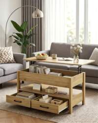 Coffee Table Height Adjustable with LED