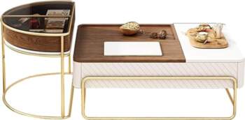 Coffee Table Set with Rotating Shelf