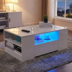 Coffee Table with LED Lighting, Modern