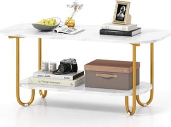 COSTWAY Gold Coffee Table, Side Table