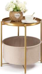 Danpinera Round Side Table with Fabric