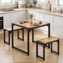Dining Table with 2 Benches, 3-Piece