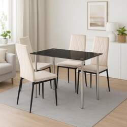 Dining Table with 4 Chairs, Rectangular