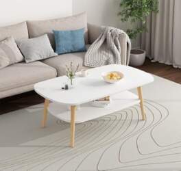 Double Layer Coffee Table, White Side