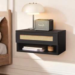 Floating Bedside Table Small Modern Rattan