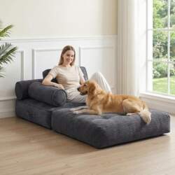Foldable Sofa Bed with Armrest, Mattress
