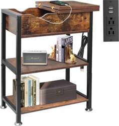 Folding Side Table with Hidden Charging