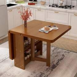 Folding Solid Wood Kitchen Table with