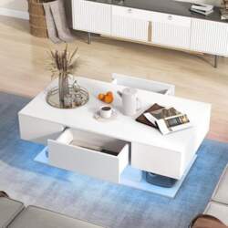 GIANTEX Coffee Table with LED, Coffee