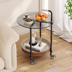 Guyii Side Table with Wheels, Round