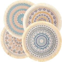 Hemobllo Runde Boho Platzsets aus Baumwolle
