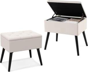HOMASIS Rectangular Velvet Dressing Table Stool