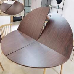 Large Wooden Dining Table with Round