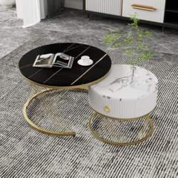 Merax Round Coffee Table Set, 2-in-1