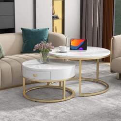 Merax Round Coffee Table, Set of