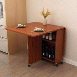 Mobile Folding Dining Table, 6 Wheels