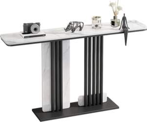 Modern Faux Marble Sofa Table Narrow