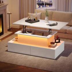 Modern High-Gloss Coffee Table with LED