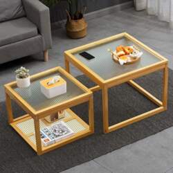 Modern Square Glass Coffee Table Set