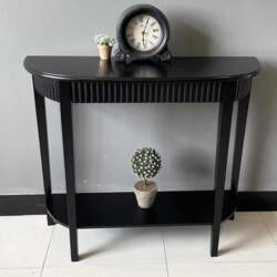 Narrow Black Wood Console Table with