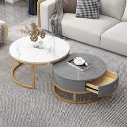 Nesting Coffee Table Set with Drawer