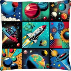 Pop Art Space Theme Planets Rocket