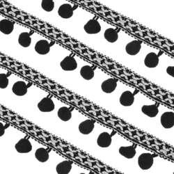 QUARKZMAN Bestickte Pompons Borte 10 Meter