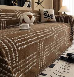 Reversible Chenille Sofa Cover, Thickened, Simple