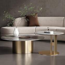 Round Coffee Table Set Marble Top