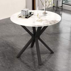 Round Faux Marble Dining Table for