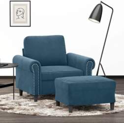 Sessel mit Hocker Set in Hellgrau