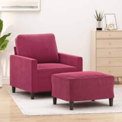 Sessel mit Hocker Weinrot 60 cm