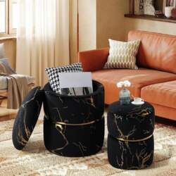 Set of 2 Stools with Storage