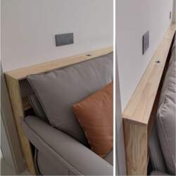 Shelf behind sofa behind the coffee