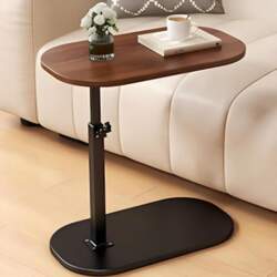 Side Table Wooden C-Shaped Sofa Table