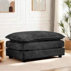 SoarFlash Black Chenille Stool with Double