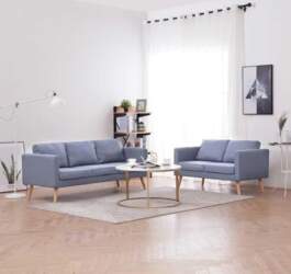 Sofagarnitur 2-Sitzer & 3-Sitzer Stoff Hellgrau