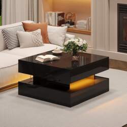 Square Coffee Table, LED Light Strip
