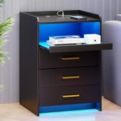 TAGELIER Bedside Table with Charging Function