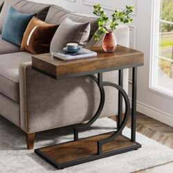 Tribesigns Slim Side Table, White Gold