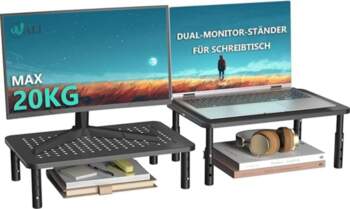 WALI STT003-2 Monitor Stand, 3 Height-Adjustable