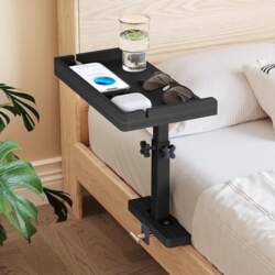 Wealone Bedside Shelf Adjustable Height Bamboo