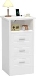 White Bedside Table with Three Drawers