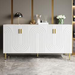 White Sideboard with Unique Wave Design