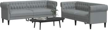 2-Piece Sofa Set Light Grey Fabric