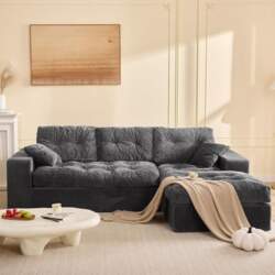 3-Seater Corner Sofa Grey - Modular